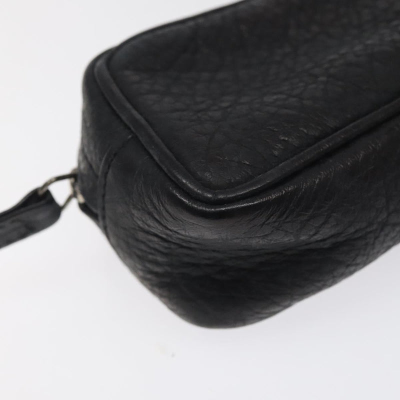 CHANEL COCO Mark Pouch Leather Black CC Auth am8200