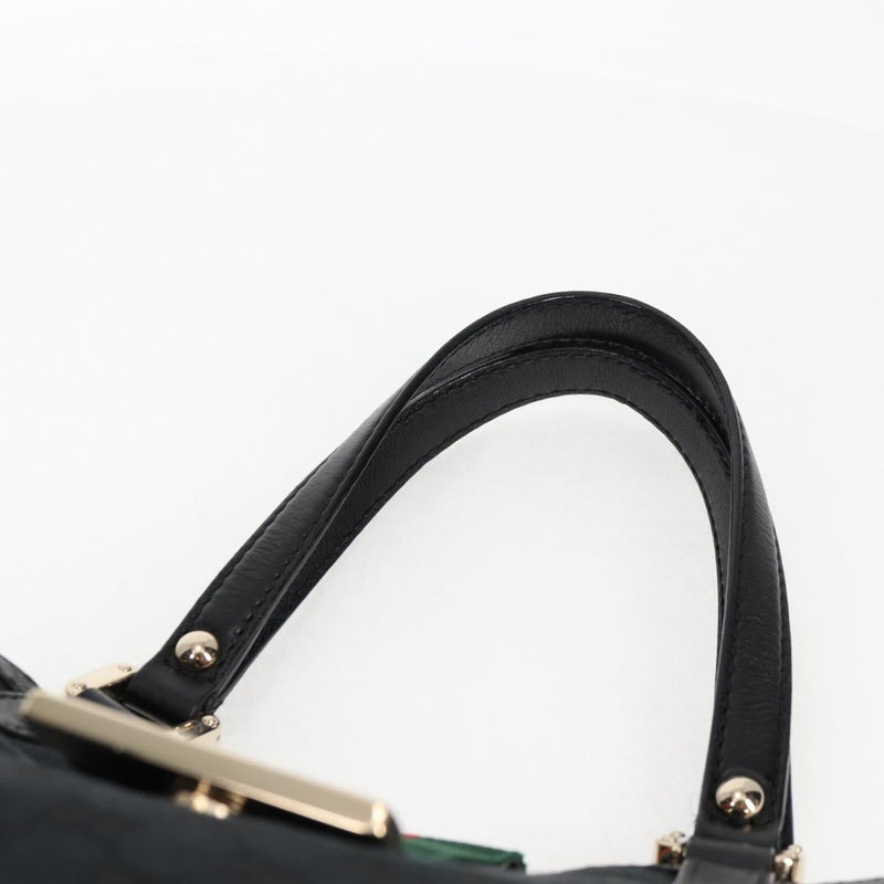 GUCCI GG Canvas Web Sherry Line Tote Bag Black Red Green 233607 Auth am8203A