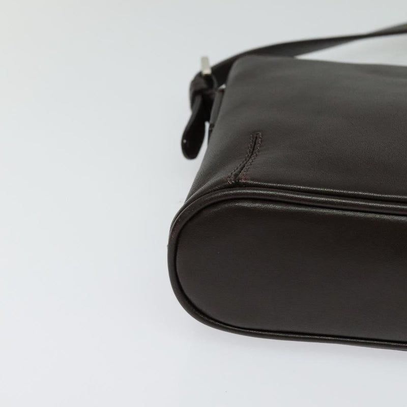 BURBERRY Shoulder Bag Leather Brown Silver Auth am8212