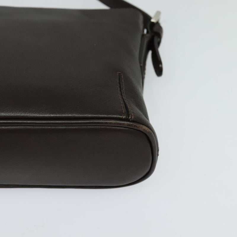 BURBERRY Shoulder Bag Leather Brown Silver Auth am8212