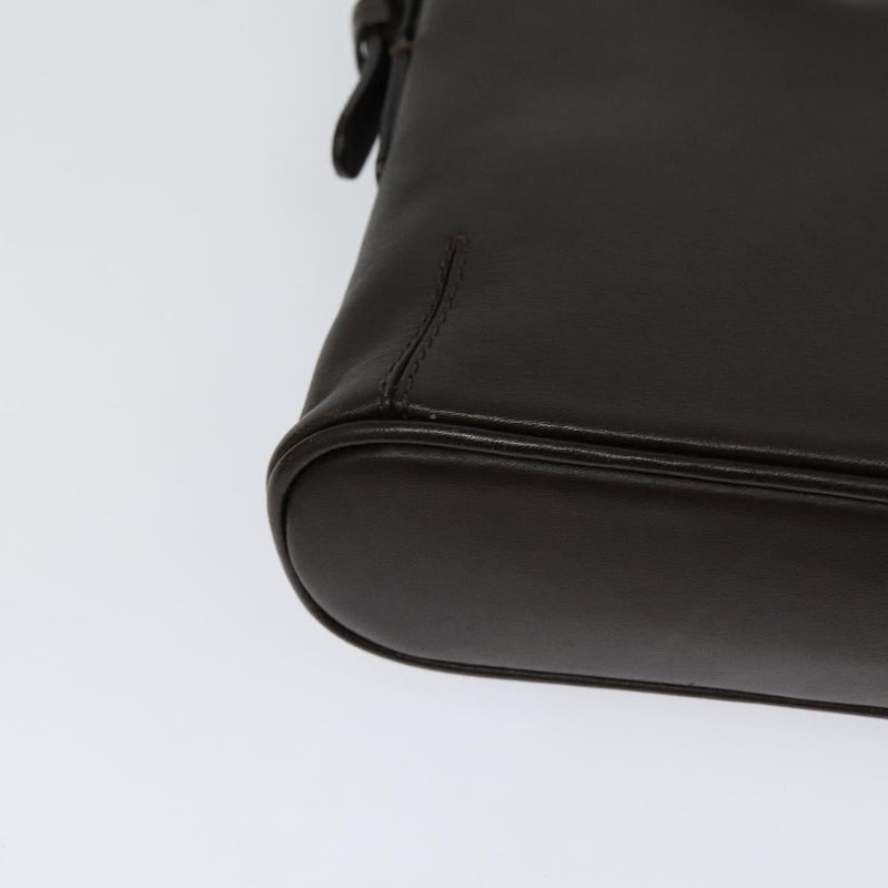 BURBERRY Shoulder Bag Leather Brown Silver Auth am8212