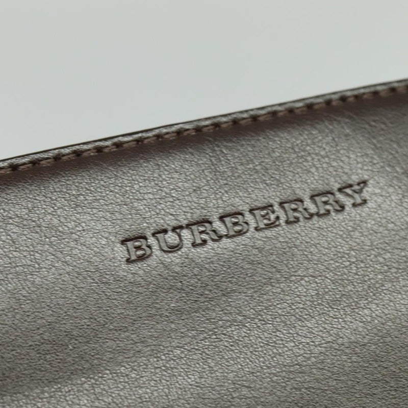 BURBERRY Shoulder Bag Leather Brown Silver Auth am8212