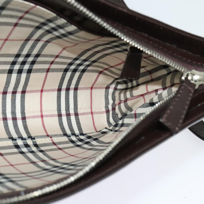 BURBERRY Shoulder Bag Leather Brown Silver Auth am8212