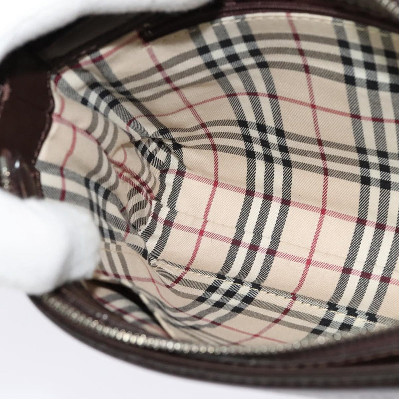 BURBERRY Shoulder Bag Leather Brown Silver Auth am8212