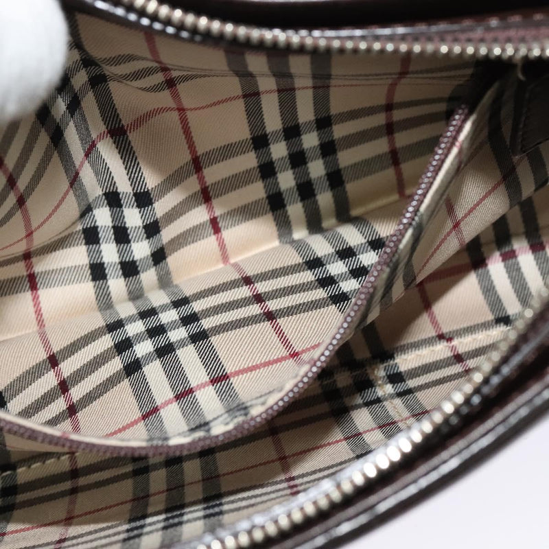 BURBERRY Shoulder Bag Leather Brown Silver Auth am8212
