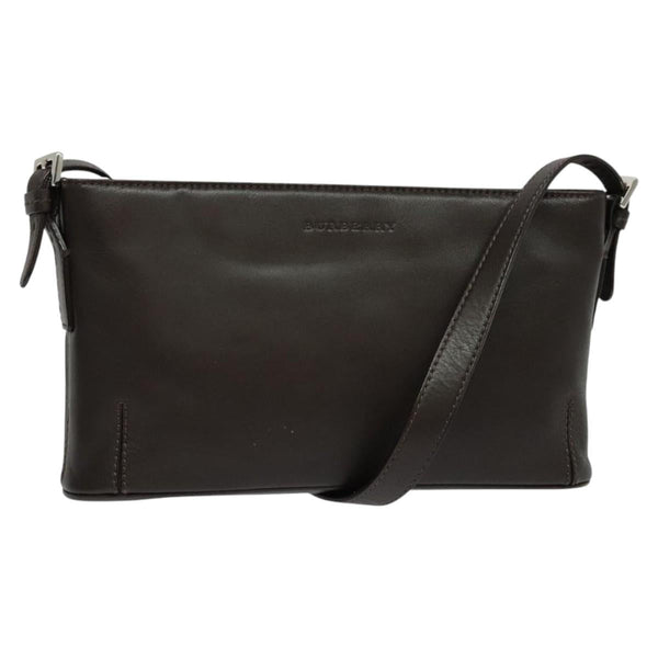 BURBERRY Shoulder Bag Leather Brown Silver Auth am8212