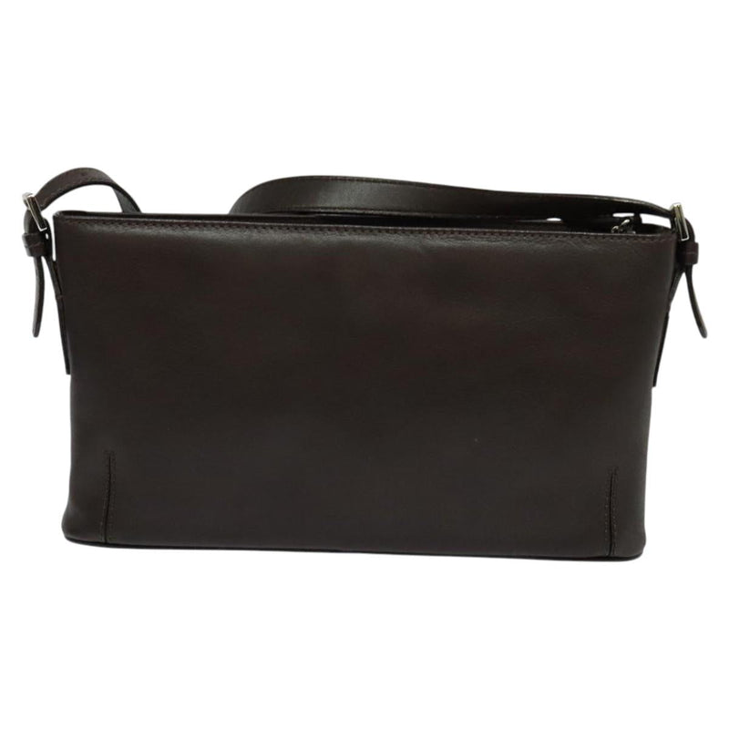 BURBERRY Shoulder Bag Leather Brown Silver Auth am8212