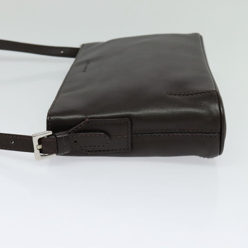 BURBERRY Shoulder Bag Leather Brown Silver Auth am8212