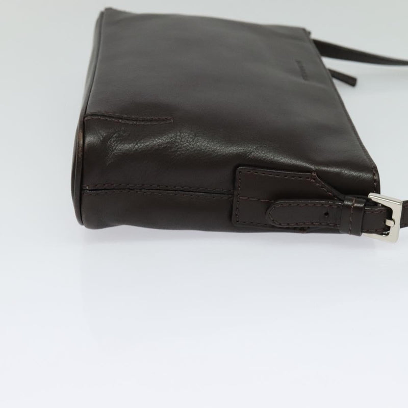 BURBERRY Shoulder Bag Leather Brown Silver Auth am8212