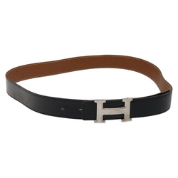 HERMES Constance Belt Leather 42.5"" Black Auth am8220