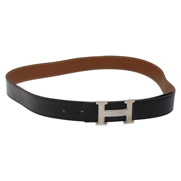 HERMES Constance Belt Leather 42.5"" Black Auth am8220
