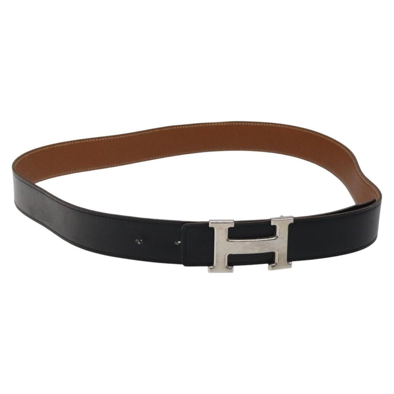HERMES Constance Belt Leather 42.5"" Black Auth am8220