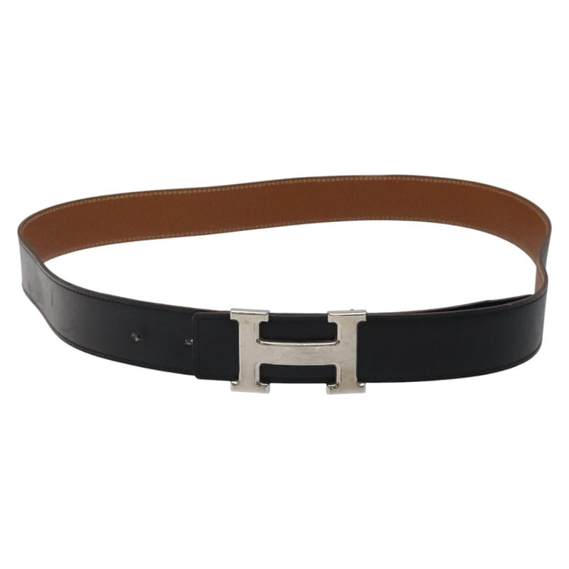 HERMES Constance Belt Leather 42.5"" Black Auth am8220