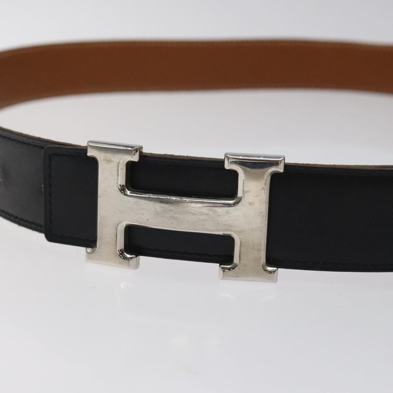 HERMES Constance Belt Leather 42.5"" Black Auth am8220