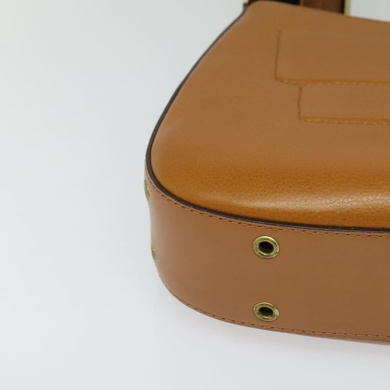 Christian Dior Shoulder Bag Leather Brown Gold Auth am8234