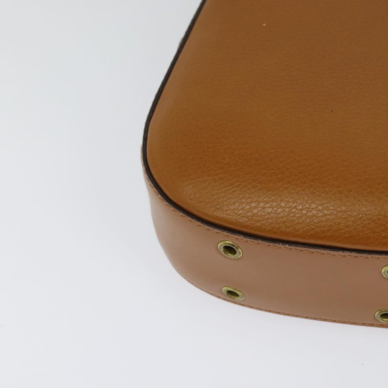 Christian Dior Shoulder Bag Leather Brown Gold Auth am8234