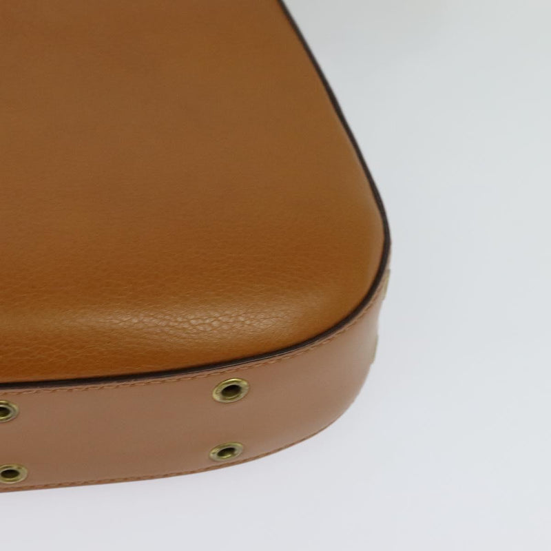 Christian Dior Shoulder Bag Leather Brown Gold Auth am8234