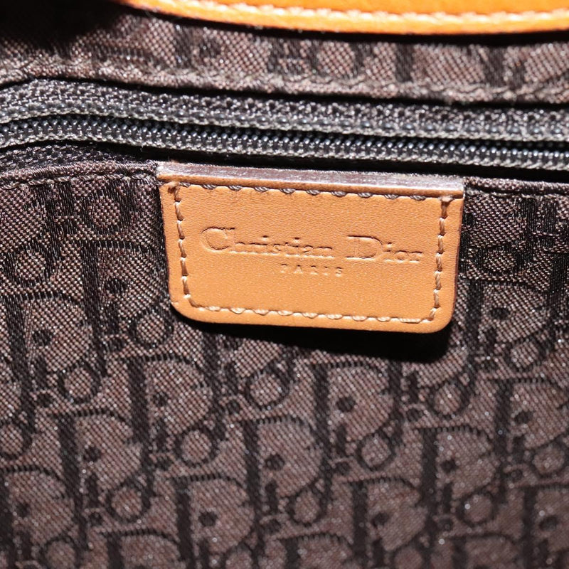 Christian Dior Shoulder Bag Leather Brown Gold Auth am8234