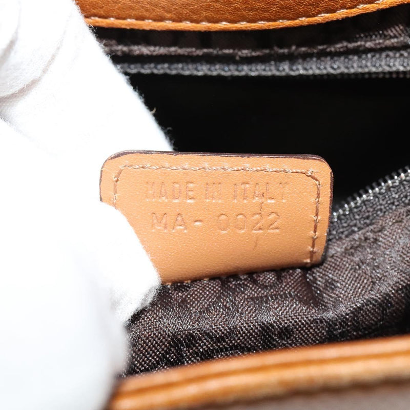 Christian Dior Shoulder Bag Leather Brown Gold Auth am8234