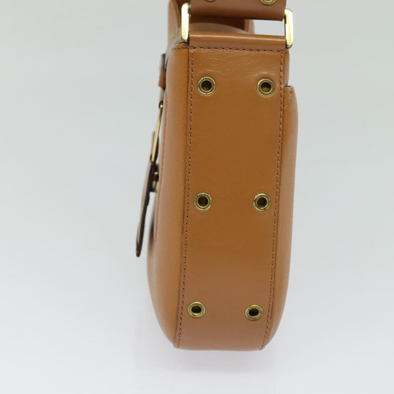 Christian Dior Shoulder Bag Leather Brown Gold Auth am8234