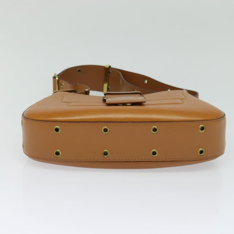 Christian Dior Shoulder Bag Leather Brown Gold Auth am8234