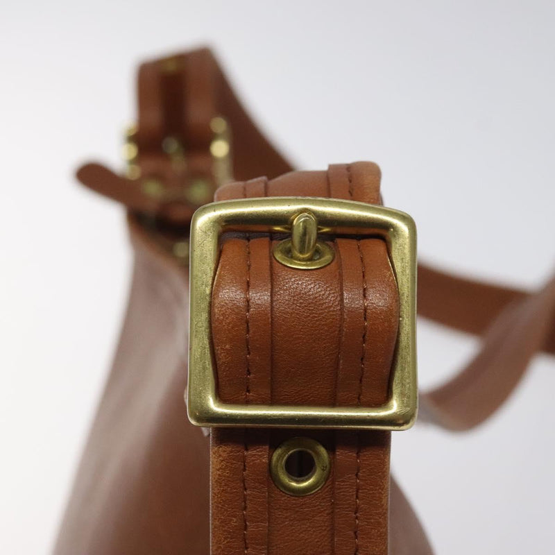 Coach Shoulder Bag Leather Brown Gold Auth am8239