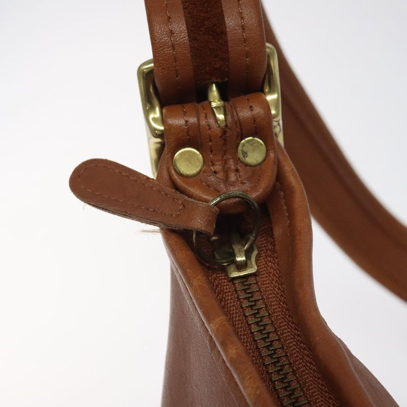 Coach Shoulder Bag Leather Brown Gold Auth am8239