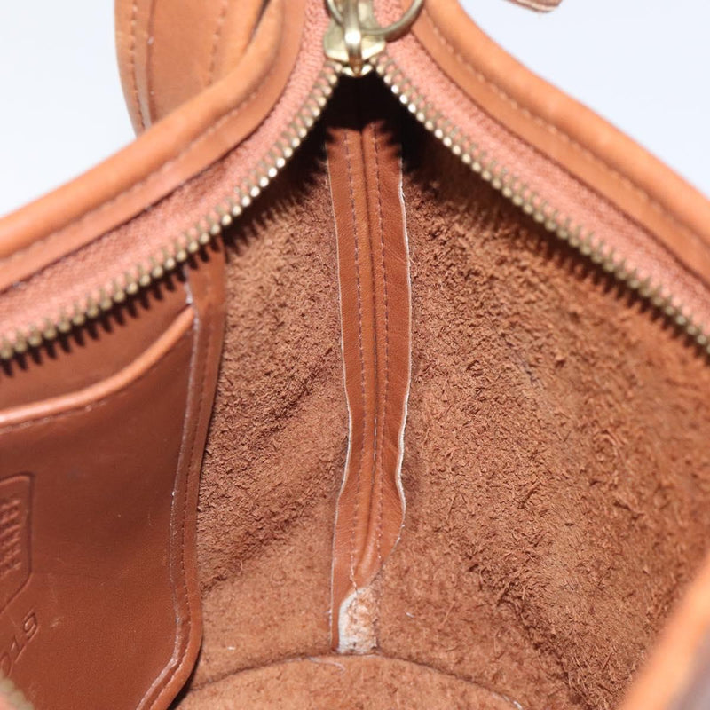 Coach Shoulder Bag Leather Brown Gold Auth am8239