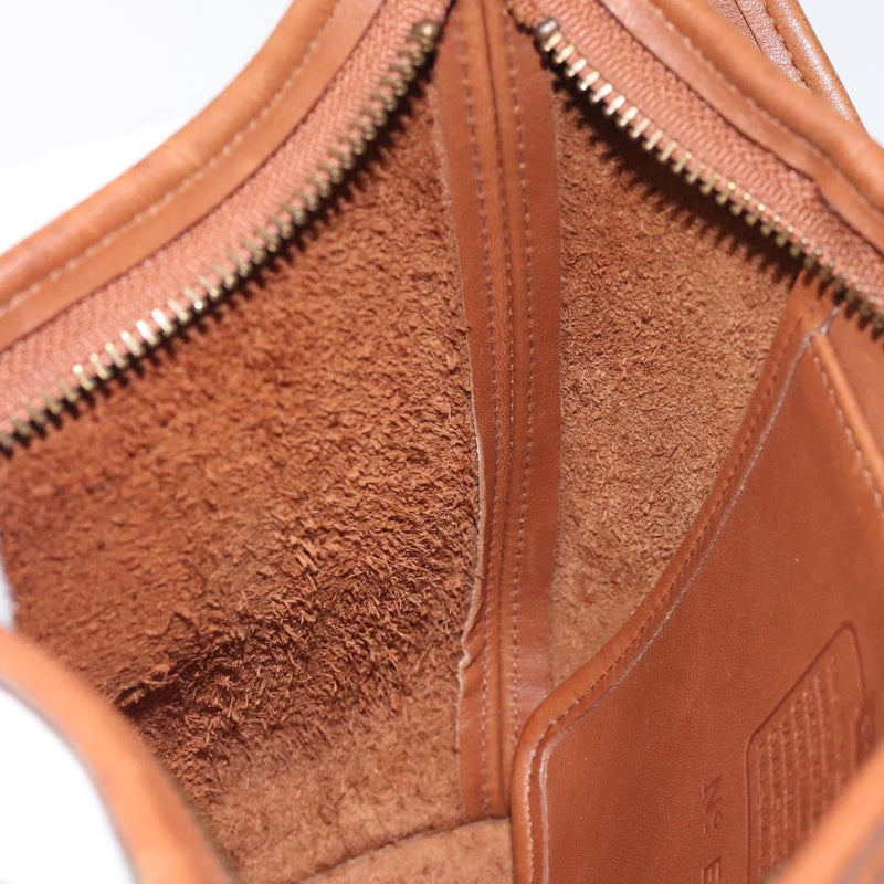 Coach Shoulder Bag Leather Brown Gold Auth am8239