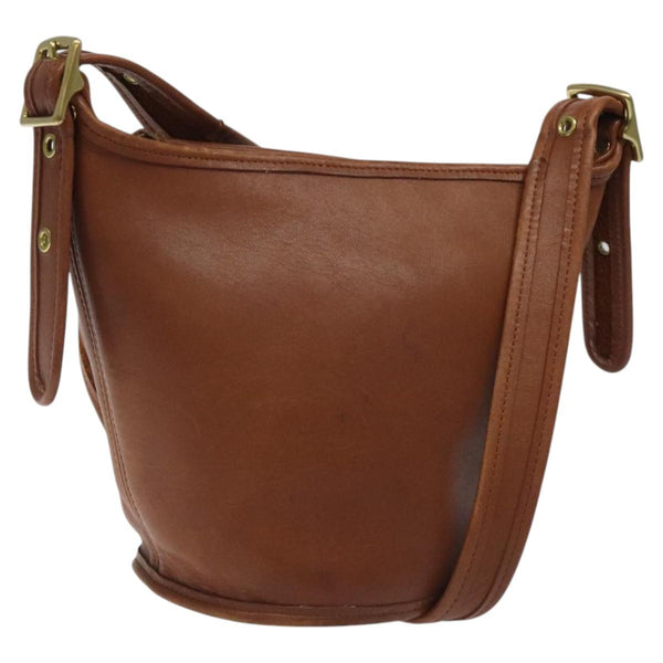 Coach Shoulder Bag Leather Brown Gold Auth am8239