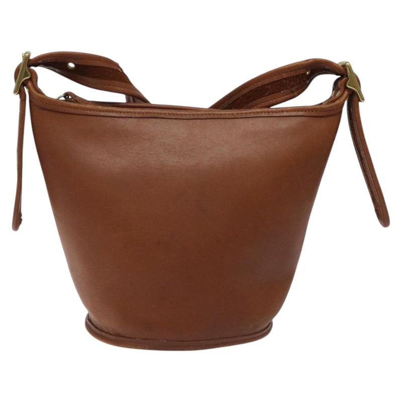 Coach Shoulder Bag Leather Brown Gold Auth am8239