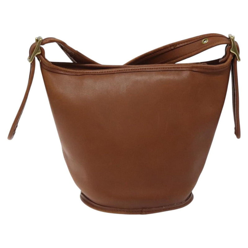 Coach Shoulder Bag Leather Brown Gold Auth am8239