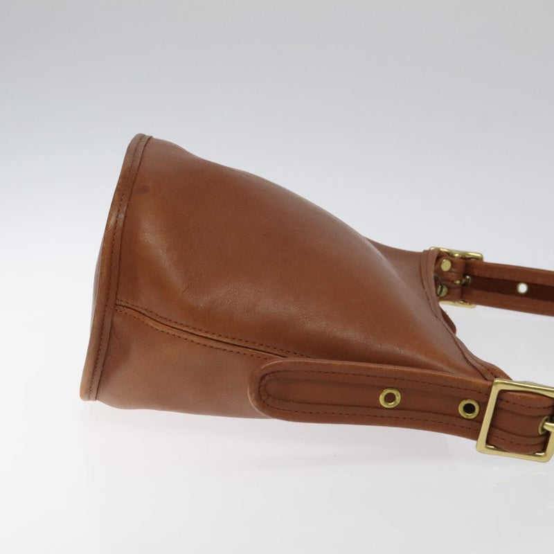 Coach Shoulder Bag Leather Brown Gold Auth am8239