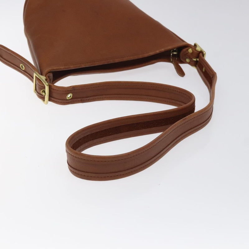 Coach Shoulder Bag Leather Brown Gold Auth am8239