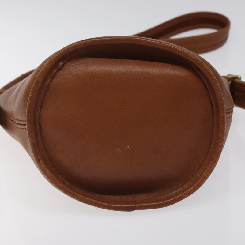 Coach Shoulder Bag Leather Brown Gold Auth am8239