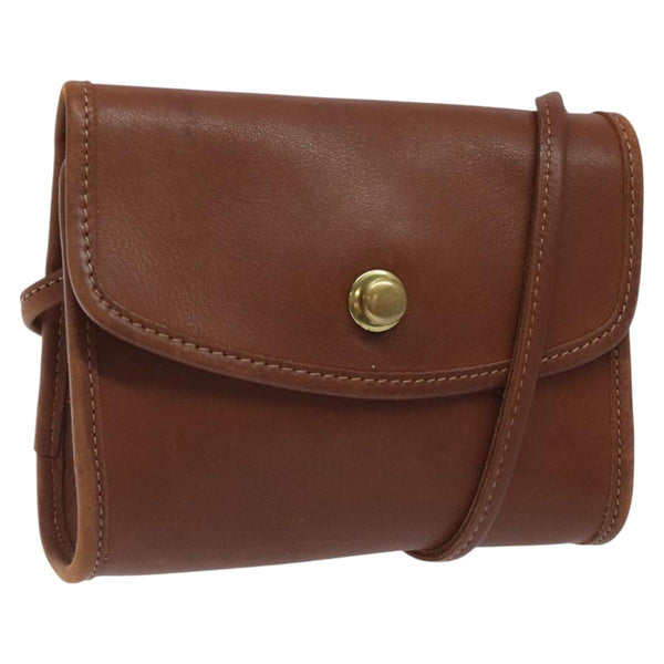 Coach Shoulder Bag Leather Brown Auth am8240