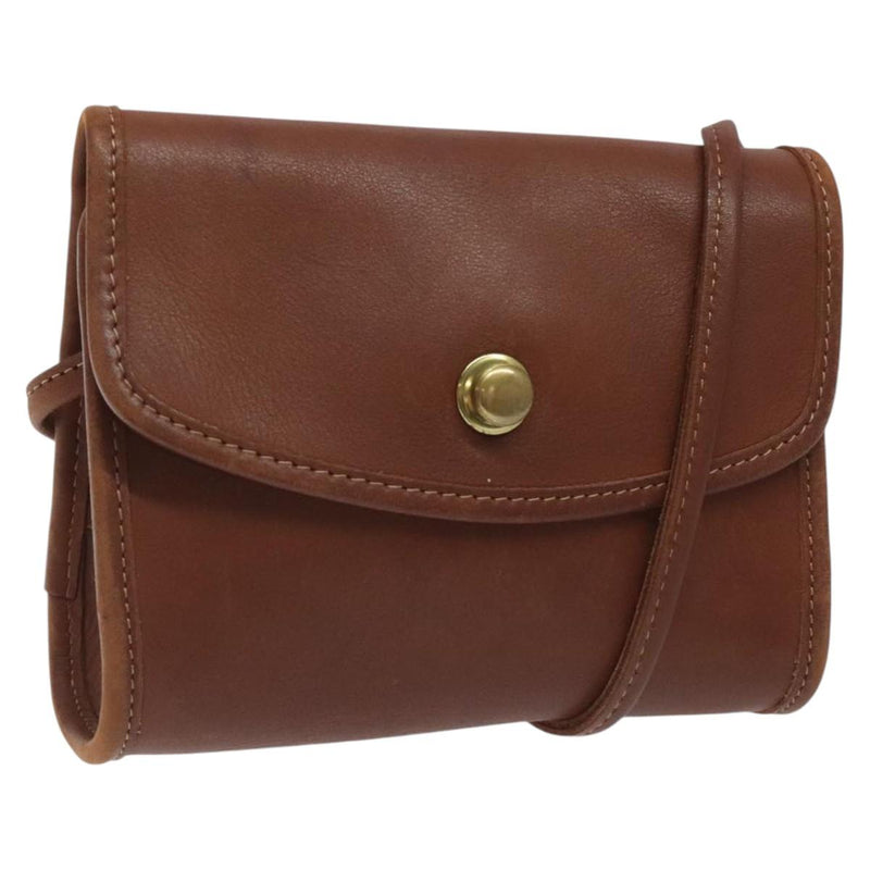 Coach Shoulder Bag Leather Brown Auth am8240