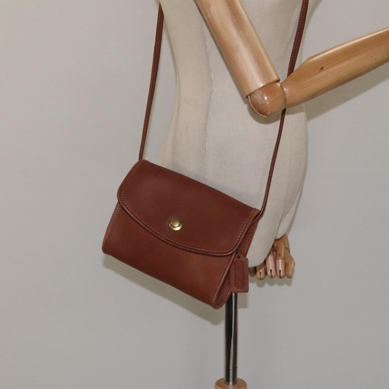 Coach Shoulder Bag Leather Brown Auth am8240