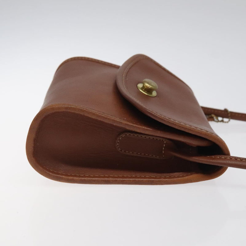 Coach Shoulder Bag Leather Brown Auth am8240