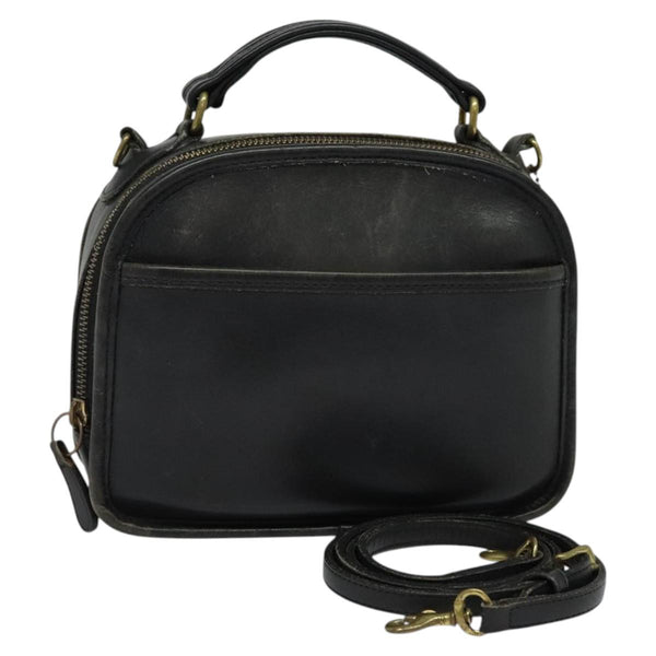 Coach Hand Bag Leather 2way Black Auth am8241