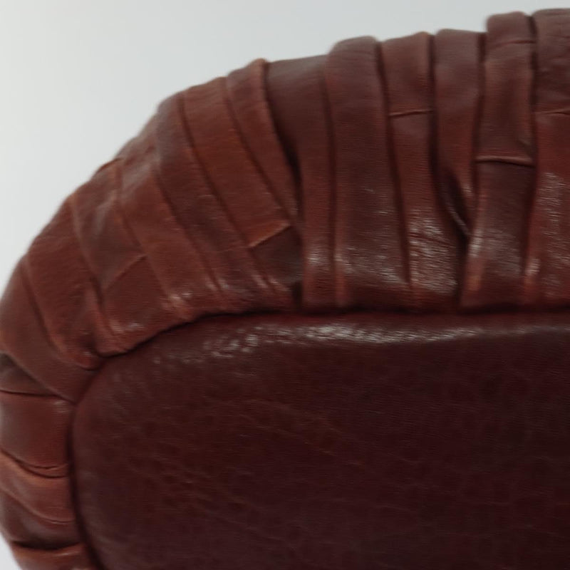 Miu Miu Hand Bag Leather Brown Silver Auth am8263