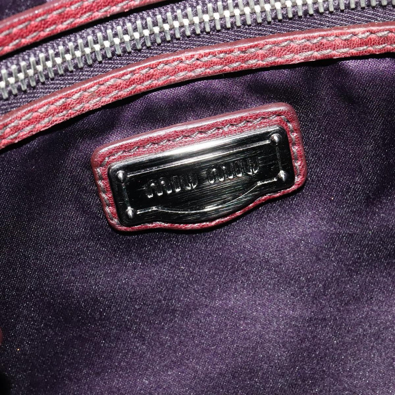 Miu Miu Hand Bag Leather Brown Silver Auth am8263