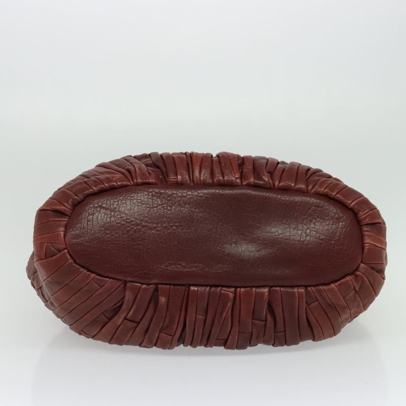 Miu Miu Hand Bag Leather Brown Silver Auth am8263