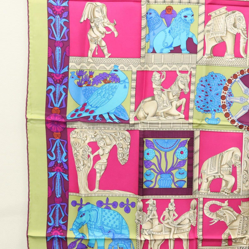 HERMES Carre 90 Scarf ""TORANA"" Silk Pink Auth am8276