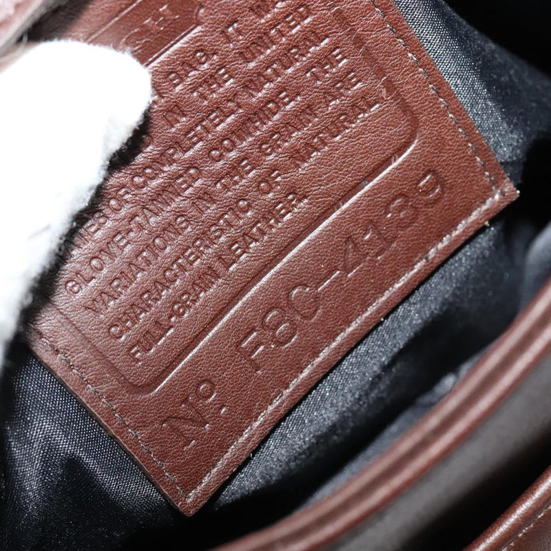 Coach Shoulder Bag Leather Brown Silver Auth am8338