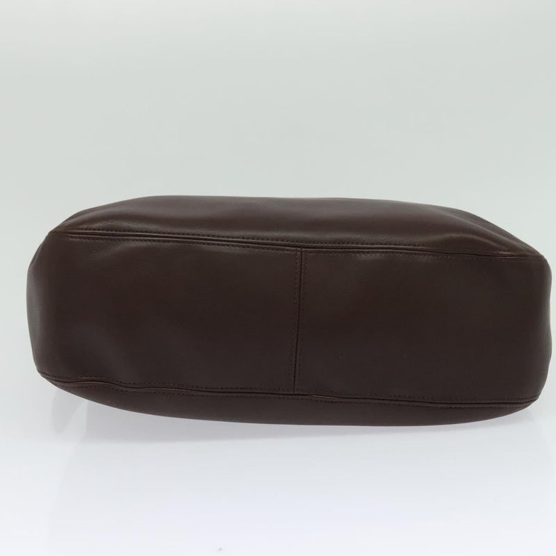 Coach Shoulder Bag Leather Brown Silver Auth am8338
