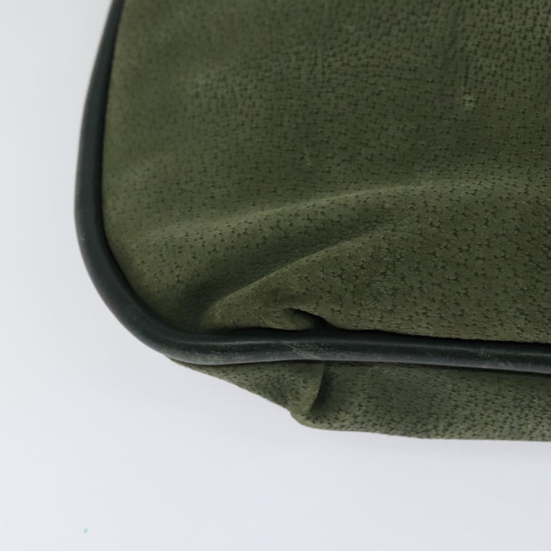 GUCCI Shoulder Bag Leather Green Gold Auth am8352