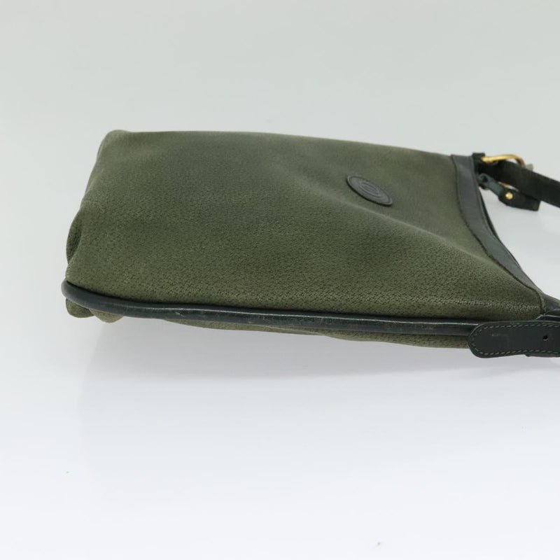 GUCCI Shoulder Bag Leather Green Gold Auth am8352