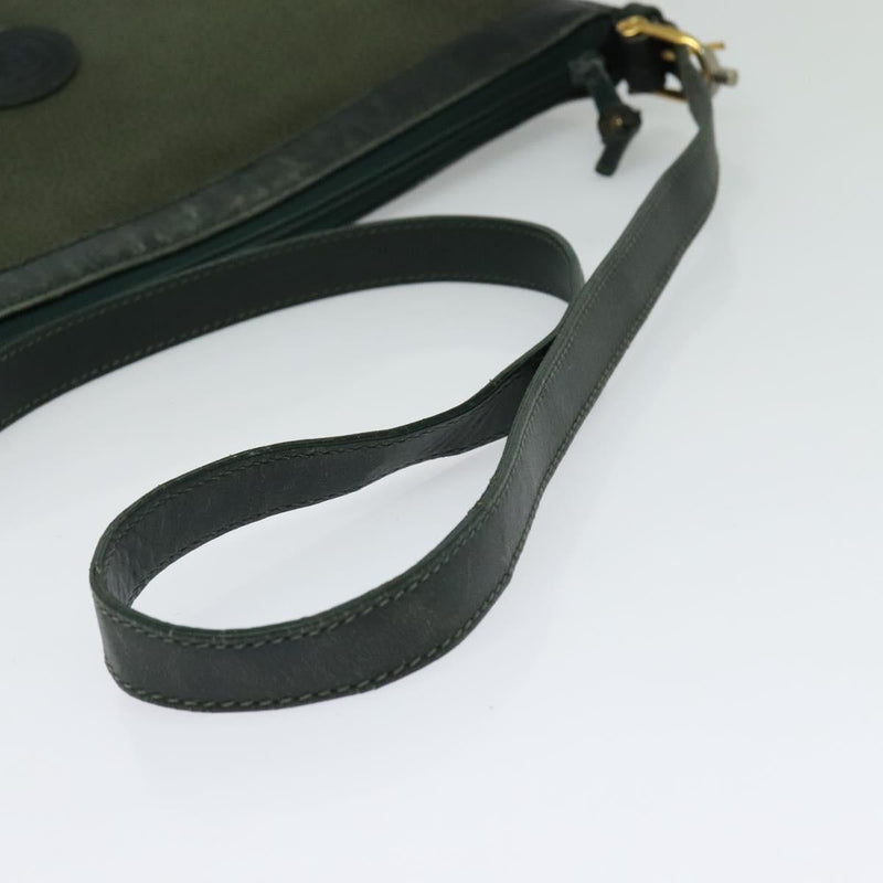 GUCCI Shoulder Bag Leather Green Gold Auth am8352