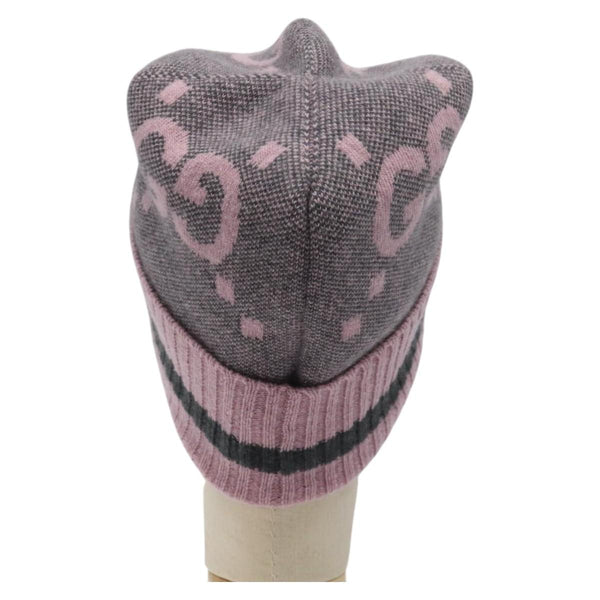 GUCCI GG Canvas Knitted Fabrics Cap Cashmere M Pink 676827 Auth am8353